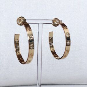NIB Tory Burch Pierced Logo Hoops
